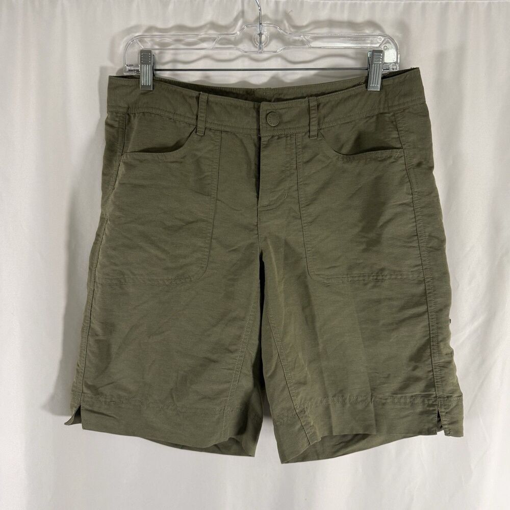 The North Face Hiking Shorts Women's 6 Green Nylon Blend Flat Front Lightweight